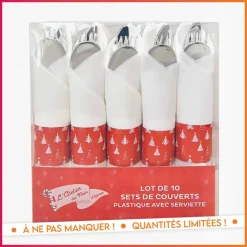 10 sets de couverts + serviettes