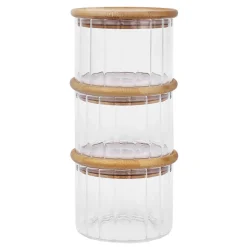 Bocal + couvercle en bambou x3