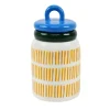 Bocal a rayures jaune et bleu +
