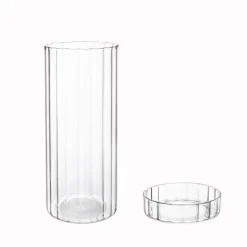 Bocal en verre strie & couvercle