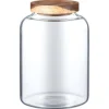 Bocal large verre bouchon acacia