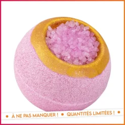 Bombe de bain garnie rose 150g