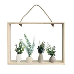 Cadre vases fleurs artificielles