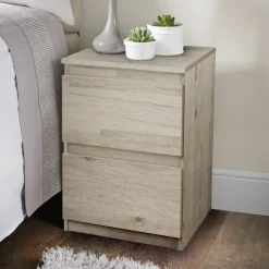 Chevet 2 tiroirs bois clair