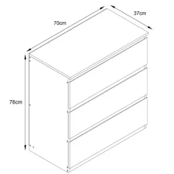 Commode 3 tiroirs blanc m