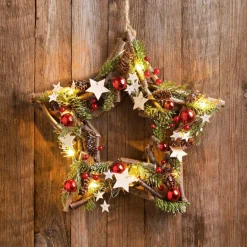 Couronne/etoile/coeur bois lum