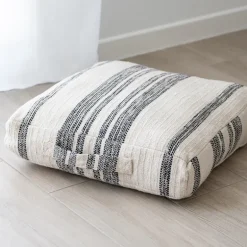 Coussin de sol coton noir et bla