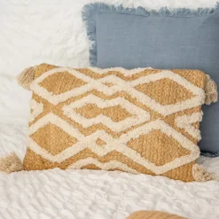 Coussin jute tufte 50x30cm