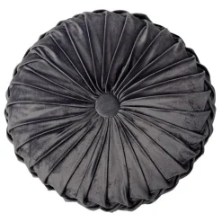 Coussin rond velours gris