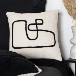 Coussin sacha piping noir 45x45c