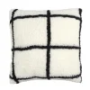Coussin sherpa blanc carreaux no