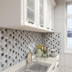 Credence adhesive hexag gris x5