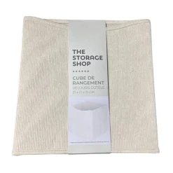 Cube rangement velours beige