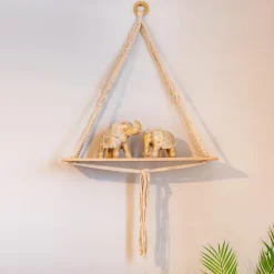 Etagere bois macrame