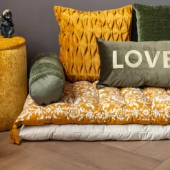 Futon fleuri 120x60cm ocre