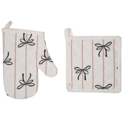 Gant et manique raye/noeud