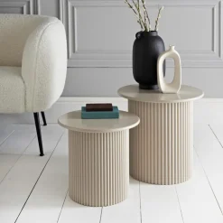 Lot de 2 table piliers creme