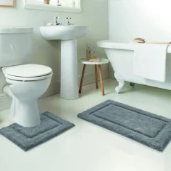 Lot x2 tapis bain gris