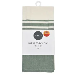Lot x2 torchons vert 45x65