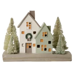 Maison avec sapin en bois led