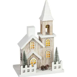 Maison blanche en bois led h36cm