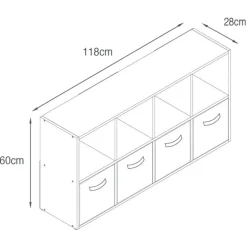 Meuble 8 cubes/4 paniers blanc
