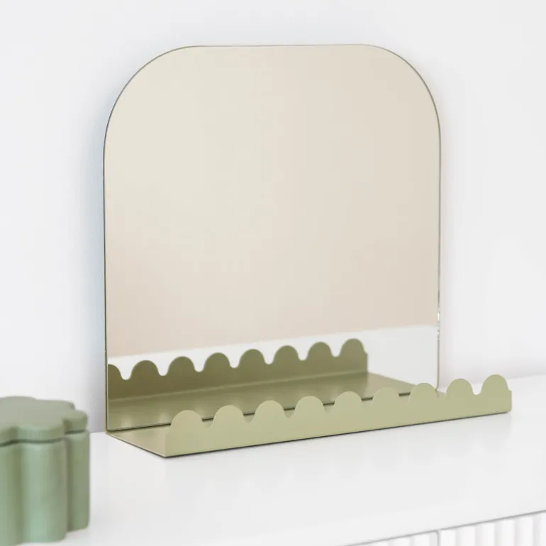 Miroir etagere metal