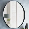 Miroir rond metal noir