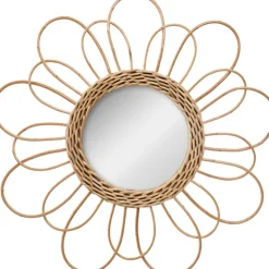 Miroir rotin fleur