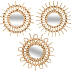 Miroir rotin soleil x3