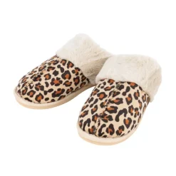 Mule leopard contour effet fourr
