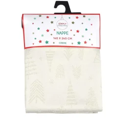 Nappe noel creme motif doree