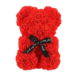 Ourson decoratif en rose 25cm