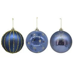 Pack de 3 boules 15cm bleu nuit
