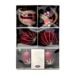 Pack de 6 boules 80mm rouge