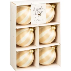 Pack de 6 boules strie champagne