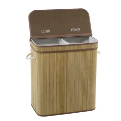 Paniere a linge bambou 2 bacs