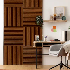 Panneau deco tasseaux bois fonce