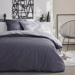 Parure 200x200 bicolore gris