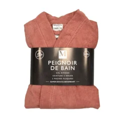 Peignoir l/xl rose velours epong