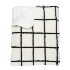 Plaid sherpa blanc carreaux noir