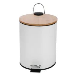 Poubelle 5l blanche + bambou