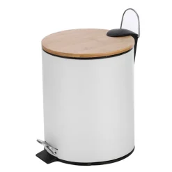 Poubelle 5l blanche + bambou