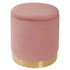 Pouf de rangement velours blush