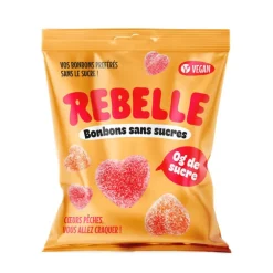Rebelle bonbons coeurs peche 50g
