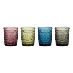 Set 4 verres colores stries desi