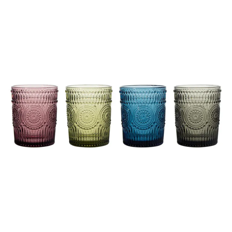 Set 4 verres colores stries desi