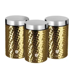Set de 3 bocaux marteles dore
