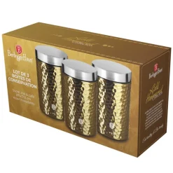 Set de 3 bocaux marteles dore
