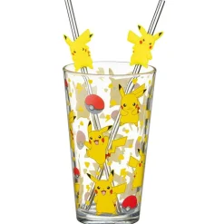 Set verre + 2 pailles pokemon